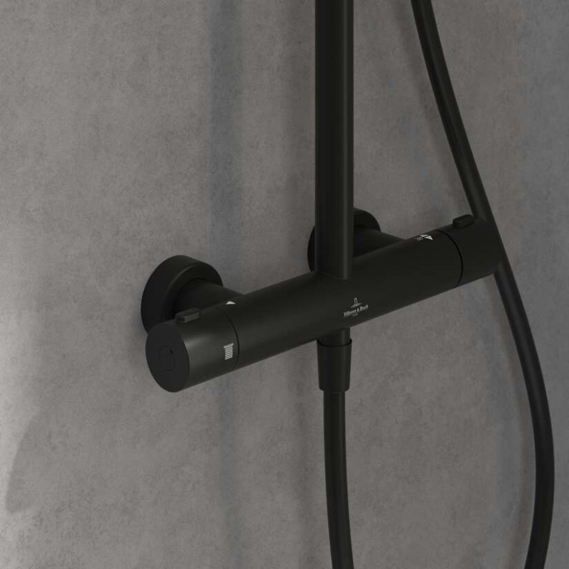 Villeroy&Boch Verve Showers termostatyczny zestaw prysznicowy z deszczownicą czarny matowy TVS109005000K5