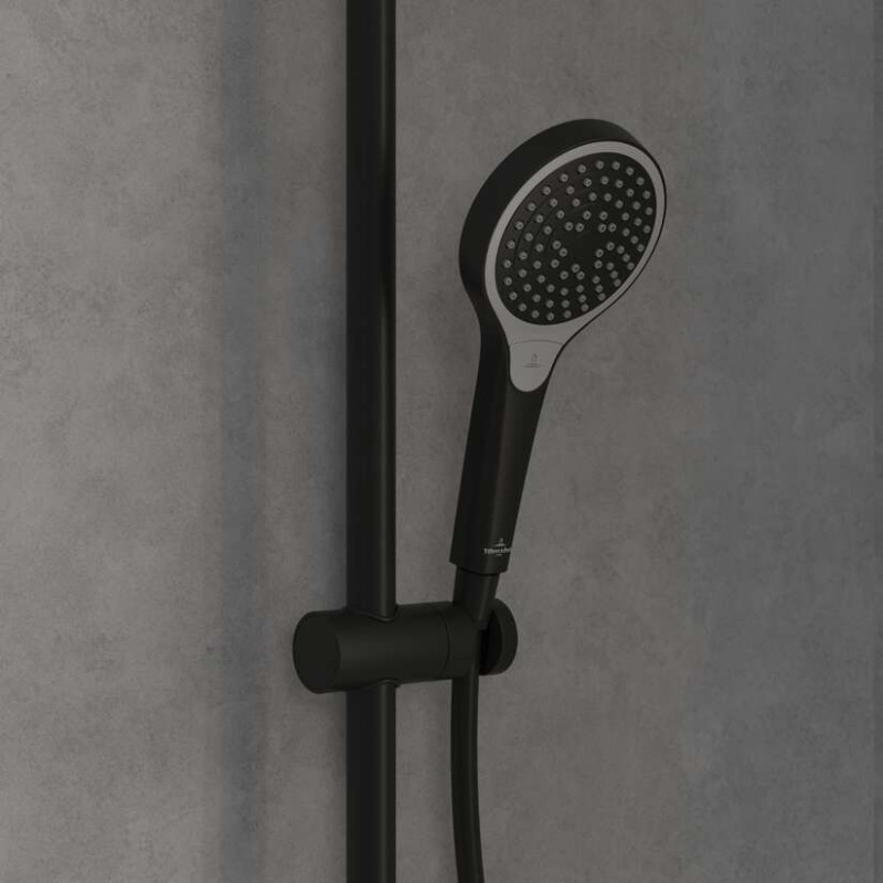 Villeroy&Boch Verve Showers termostatyczny zestaw prysznicowy z deszczownicą czarny matowy TVS109005000K5