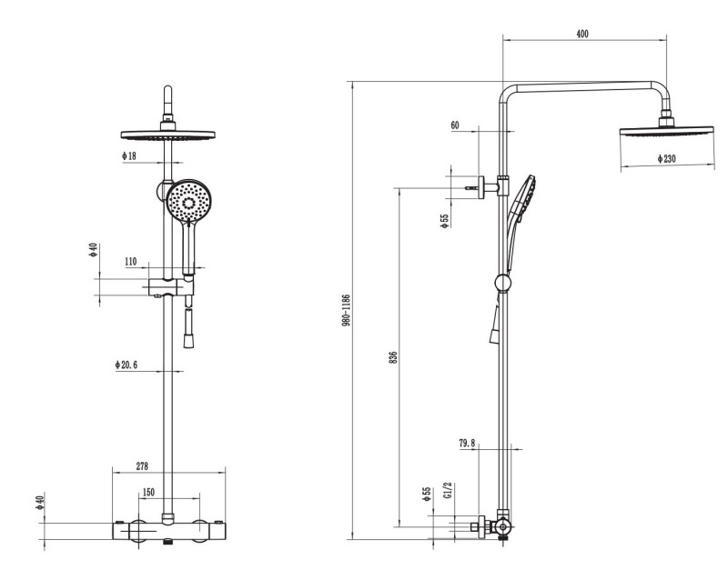Villeroy&Boch Universal Showers termostatyczny zestaw prysznicowy z deszczownicą chrom połysk TVS10900200061