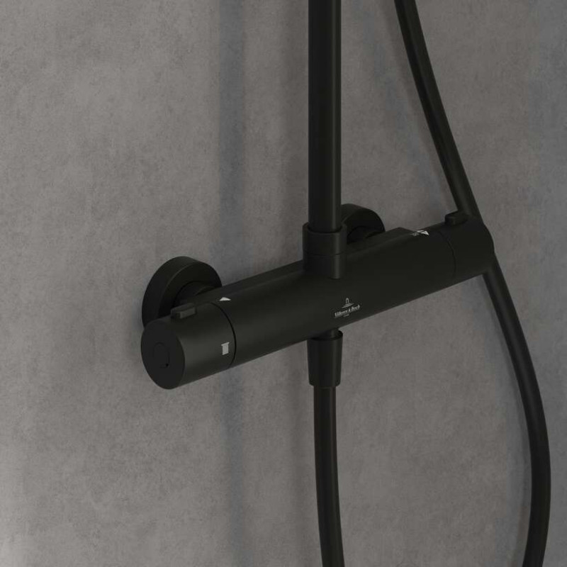 Villeroy&Boch Universal Showers termostatyczny zestaw prysznicowy z deszczownicą czarny matowy TVS109002000K5