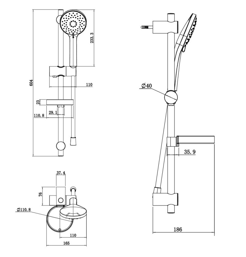 Villeroy&Boch Universal Showers zestaw prysznicowy 0,6 m chrom połysk TVS10900400061