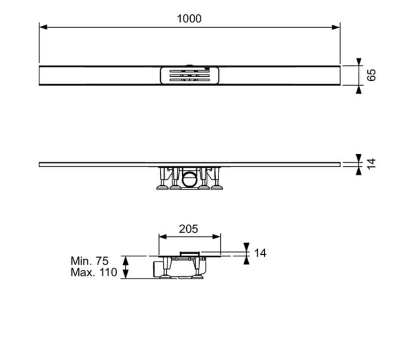 Tece TeceLineo Set 100 odpływ liniowy na wymiar 40-100 cm odwodnienie liniowe stal nierdzewna szczotkowana 15301100
