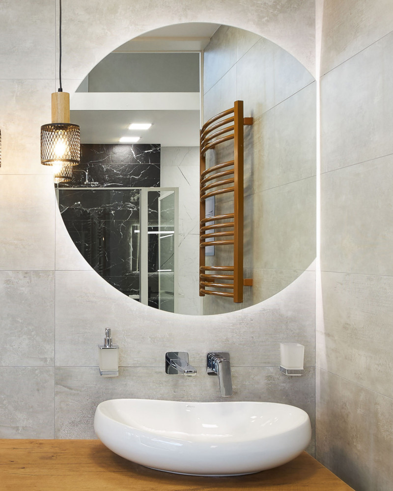 Kraft CORTE 120 A Lustro ściete koło, ścięty okrąg 120x105 cięciwa 80 cm podświetlane ambiente barwa ciepła 3000K LED COB 15.46.23.120x105