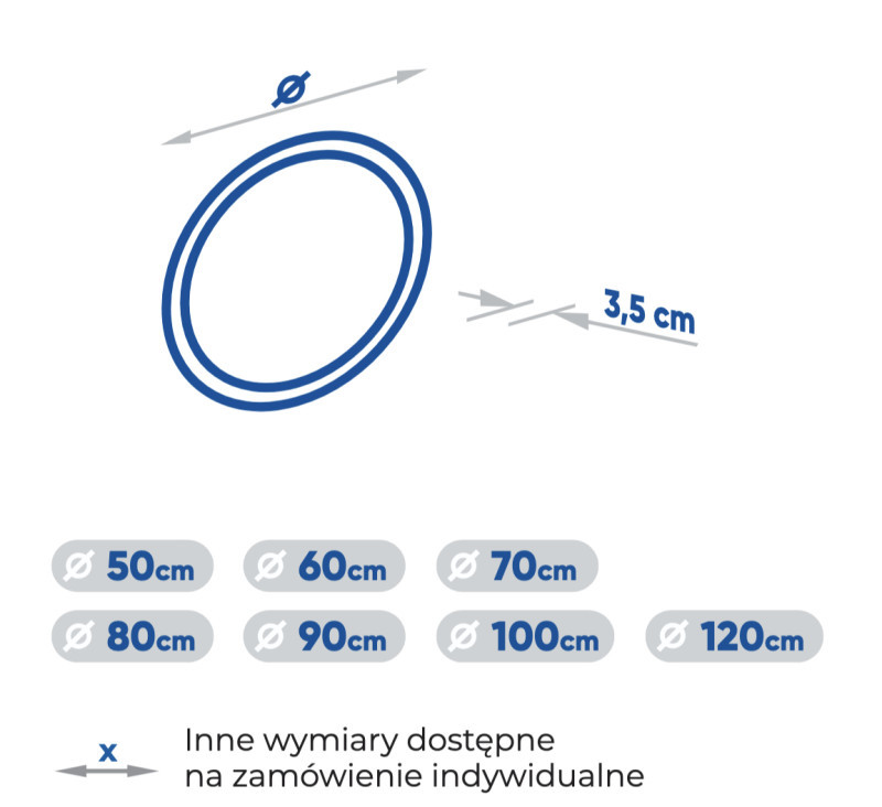 Kraft ATUM Lustro okrągłe fi 60 cm z podświetleniem LED barwa ciepła 3000K LED COB 15.02.23.60