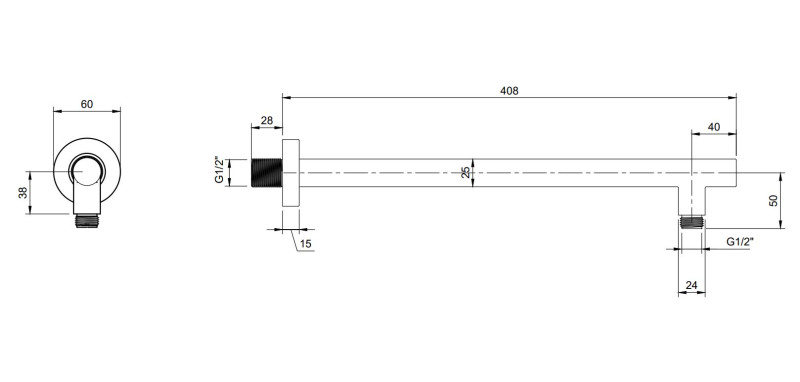 Villeroy&Boch Universal Showers ramię prysznicowe ścienne 40 cm chrom połysk TVC00045351061