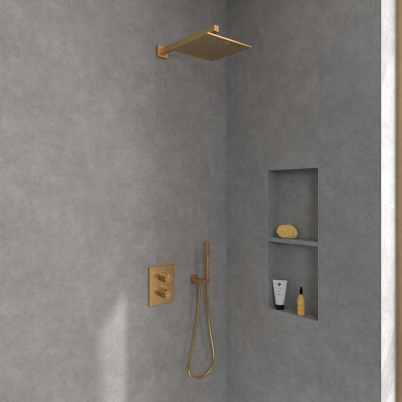 Villeroy&Boch Universal Showers deszczownica głowica prysznicowa kwadratowa 25x25 złoty szczotkowany TVC00000200076