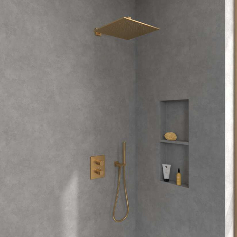 Villeroy&Boch Universal Showers deszczownica głowica prysznicowa kwadratowa 35x35 złoty szczotkowany TVC00000600076