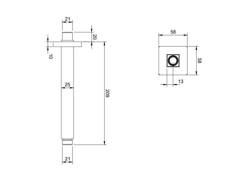 Villeroy&Boch Universal Showers ramię prysznicowe sufitowe 21 cm nikiel szczotkowany TVC00045454064