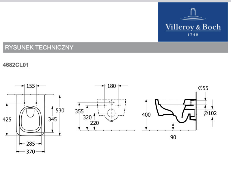 Villeroy&Boch Skyla TwistFlush muszla wisząca + deska wolnoopadająca weiss alpin powłoka CeramicPlus 4682CLR1 - BF25