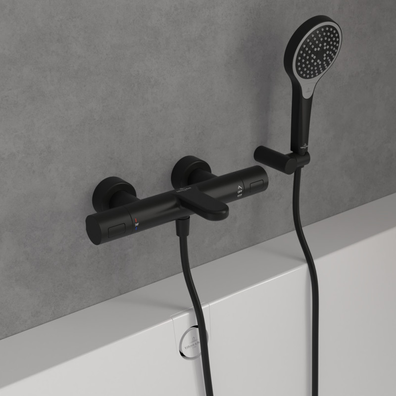 Villeroy&Boch Universal termostatyczna bateria wannowa ścienna czarny matowy TVT000001000K5