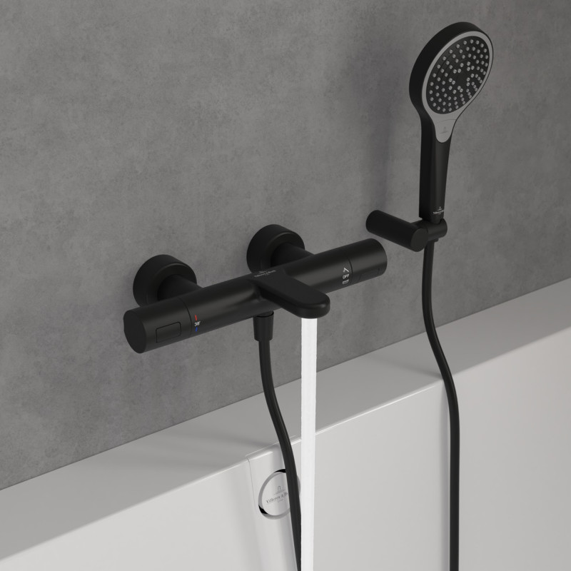 Villeroy&Boch Universal termostatyczna bateria wannowa ścienna czarny matowy TVT000001000K5