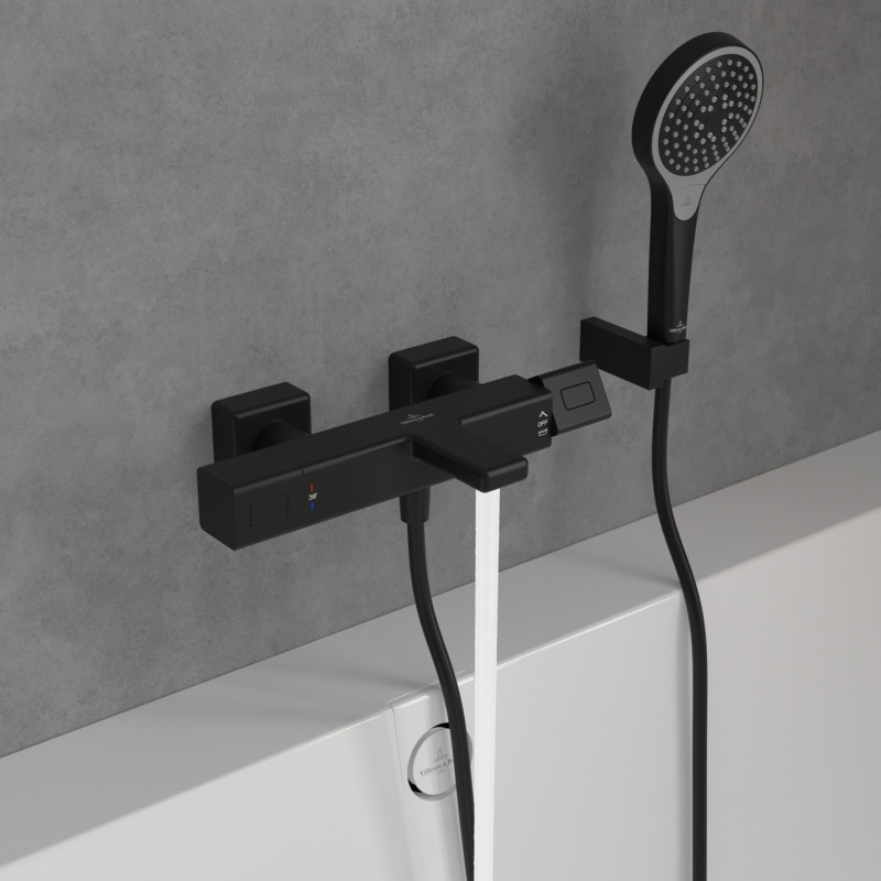 Villeroy&Boch Universal termostatyczna bateria wannowa ścienna czarny matowy TVT000002000K5