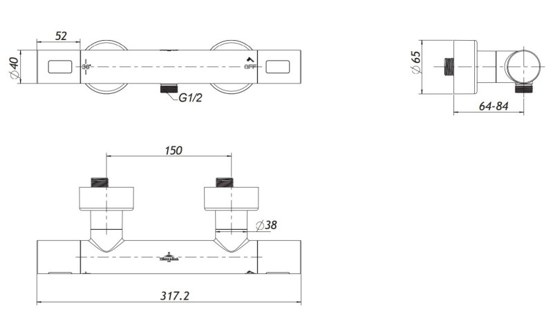 Villeroy&Boch Universal termostatyczna bateria prysznicowa ścienna chrom połysk TVS00001700061