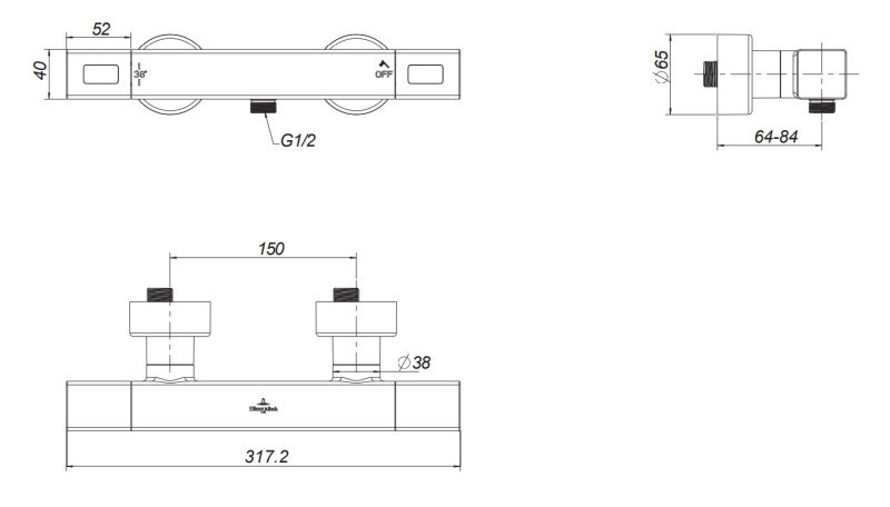 Villeroy&Boch Universal termostatyczna bateria prysznicowa ścienna złoty szczotkowany TVS00001800076