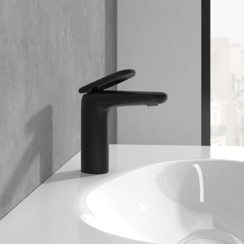 Villeroy&Boch Antao bateria umywalkowa z korkiem klik-klak czarny matowy TVW111003000K5