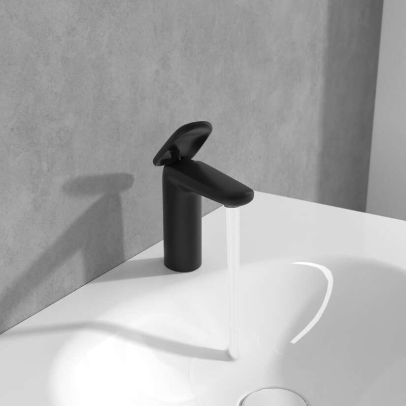 Villeroy&Boch Antao bateria umywalkowa z korkiem klik-klak czarny matowy TVW111003000K5