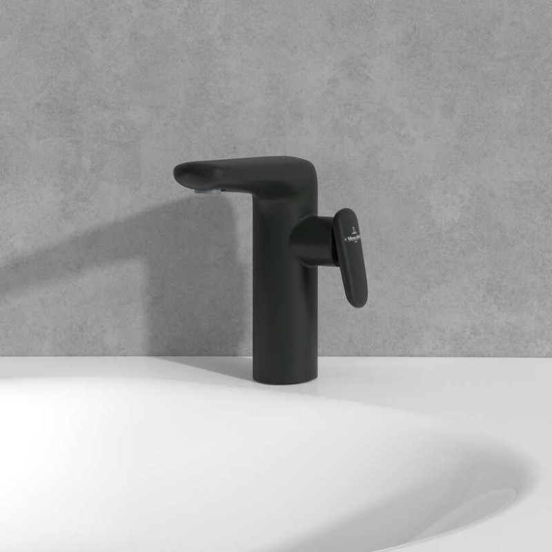 Villeroy&Boch Antao bateria umywalkowa z korkiem klik-klak czarny matowy TVW111004000K5