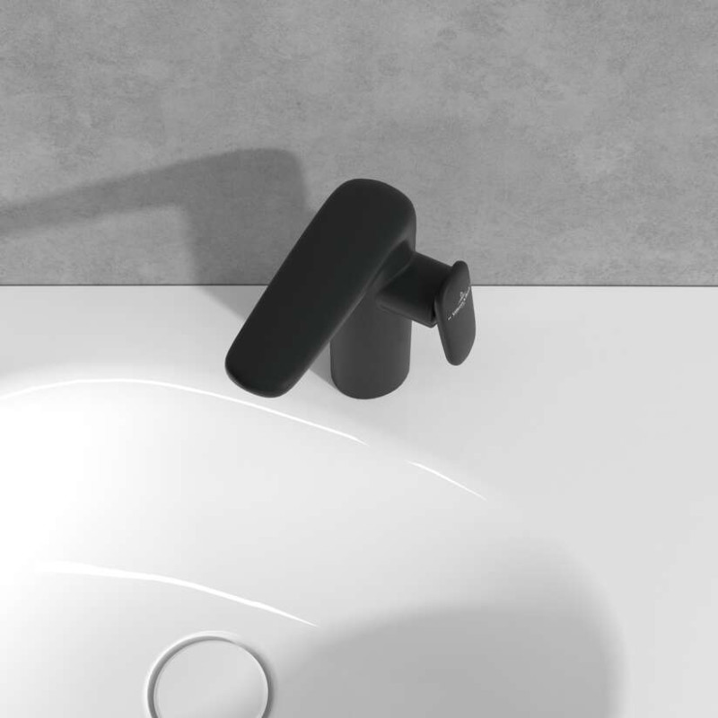Villeroy&Boch Antao bateria umywalkowa z korkiem klik-klak czarny matowy TVW111004000K5