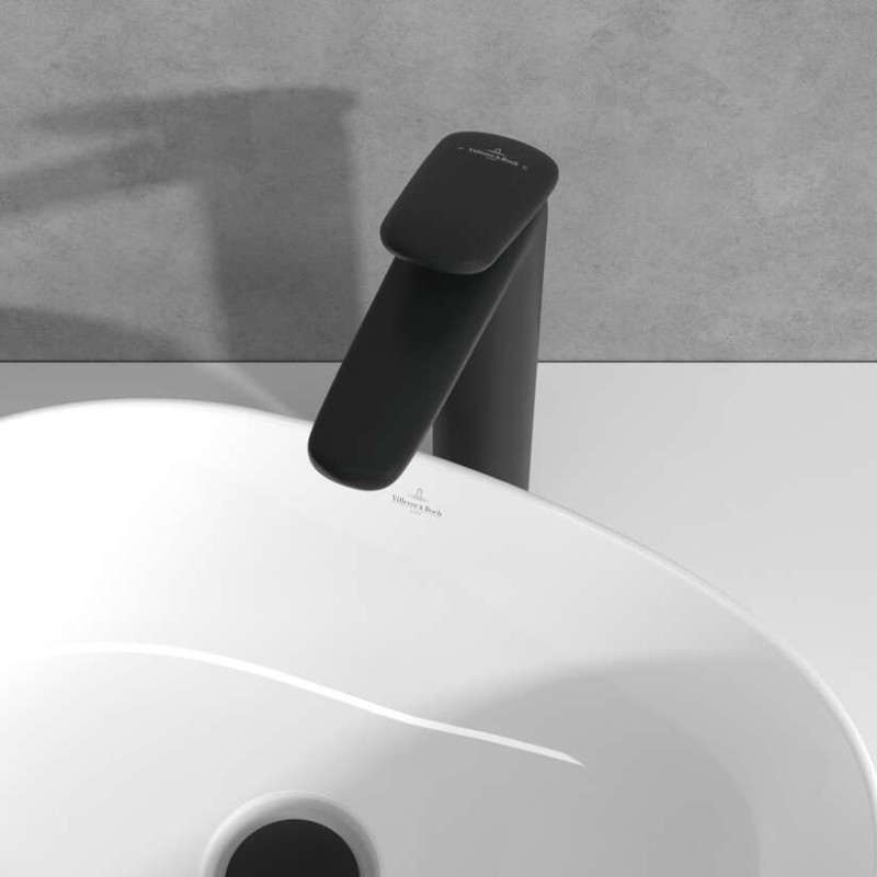 Villeroy&Boch Antao bateria umywalkowa wysoka z korkiem klik-klak czarny matowy TVW111005000K5