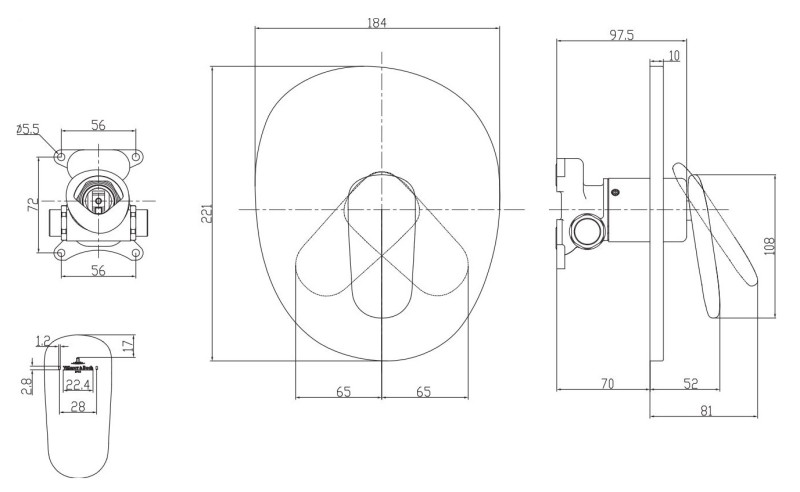 Villeroy&Boch Antao bateria prysznicowa podtynkowa chrom połysk TVS11100400061