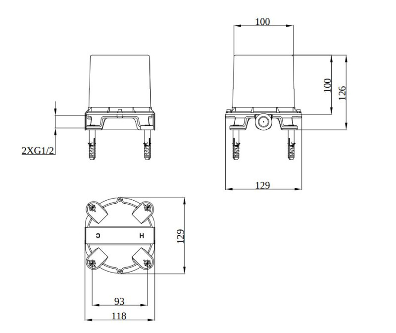 Villeroy&Boch Universal Taps & Fittings element podtynkowy do wolnostojącej baterii wannowej TVC00046500000