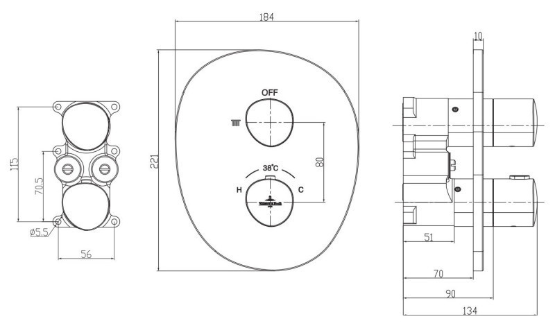Villeroy&Boch Antao termostatyczna bateria podtynkowa 1-drozna czarny matowy TVS111001000K5