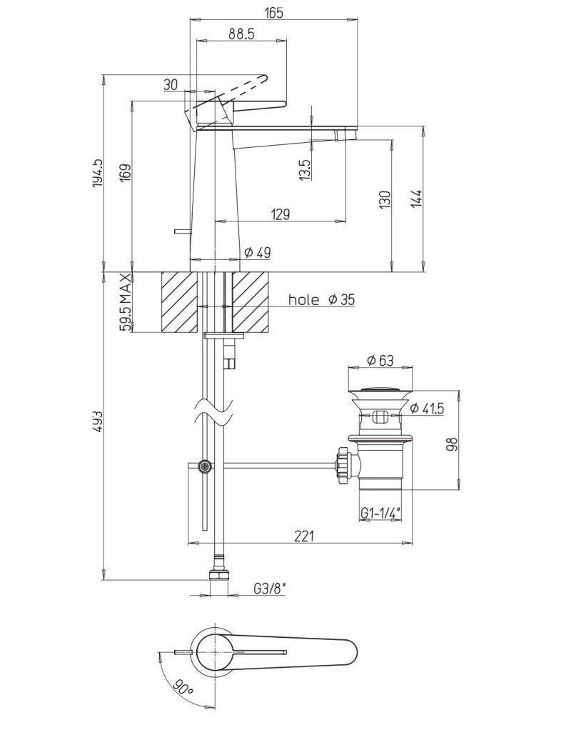 Villeroy&Boch Conum bateria umywalkowa z korkiem złoty szczotkowany TVW12700300076