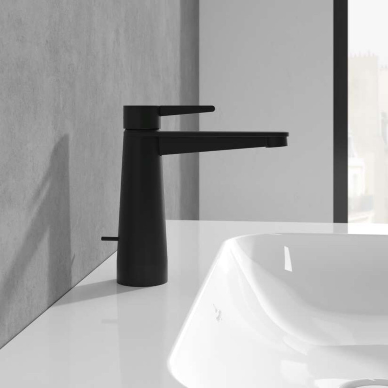 Villeroy&Boch Conum bateria umywalkowa z korkiem czarny matowy TVW127003000K5