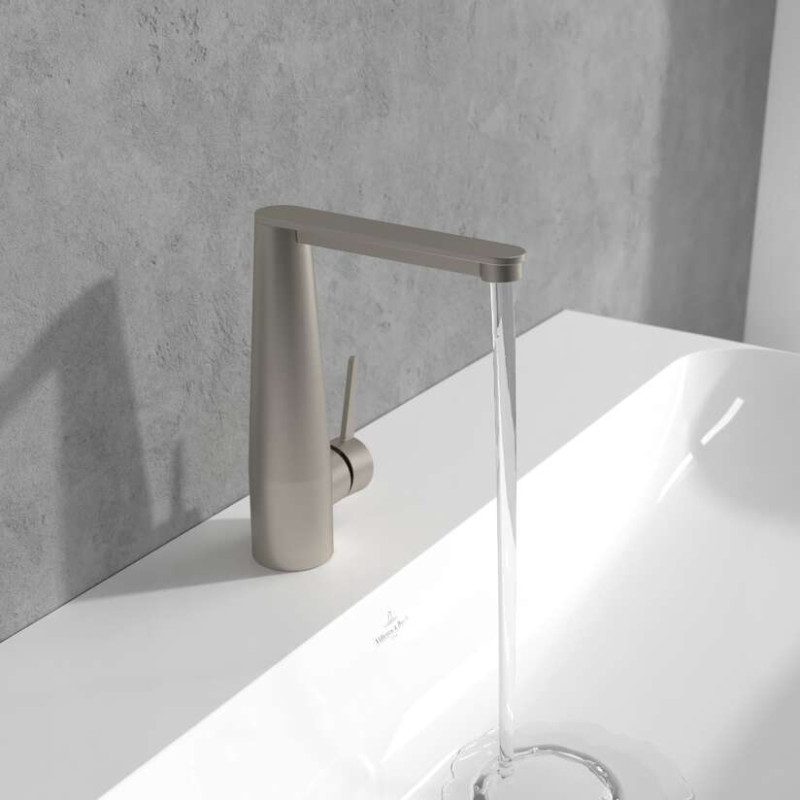 Villeroy&Boch Conum bateria umywalkowa z korkiem nikiel szczotkowany TVW12700400064