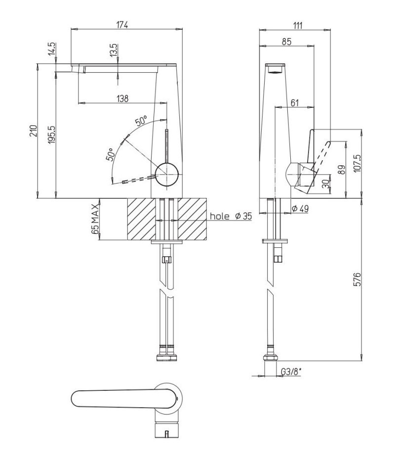 Villeroy&Boch Conum bateria umywalkowa z korkiem czarny matowy TVW127004000K5