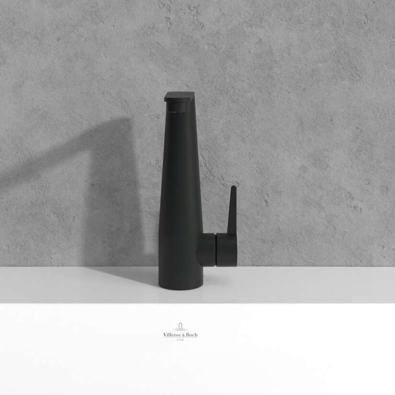 Villeroy&Boch Conum bateria umywalkowa z korkiem czarny matowy TVW127004000K5