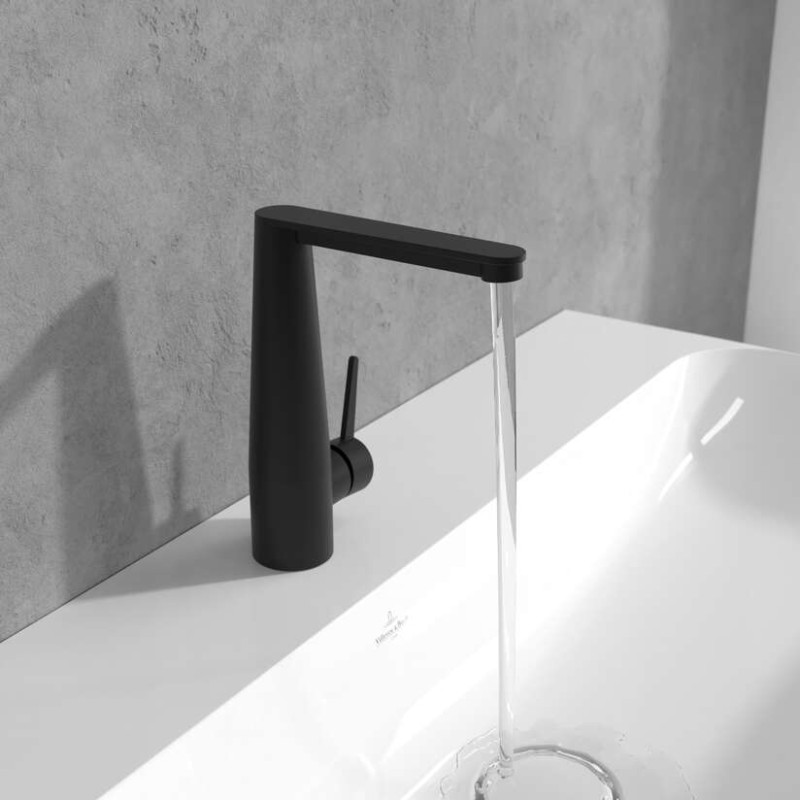 Villeroy&Boch Conum bateria umywalkowa z korkiem czarny matowy TVW127004000K5