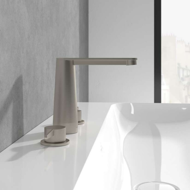 Villeroy&Boch Conum bateria umywalkowa trzyotworowa bez korka nikiel szczotkowany TVW12700100164