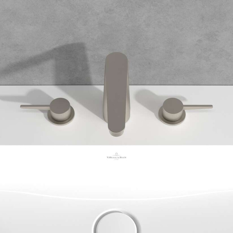 Villeroy&Boch Conum bateria umywalkowa trzyotworowa bez korka nikiel szczotkowany TVW12700100164
