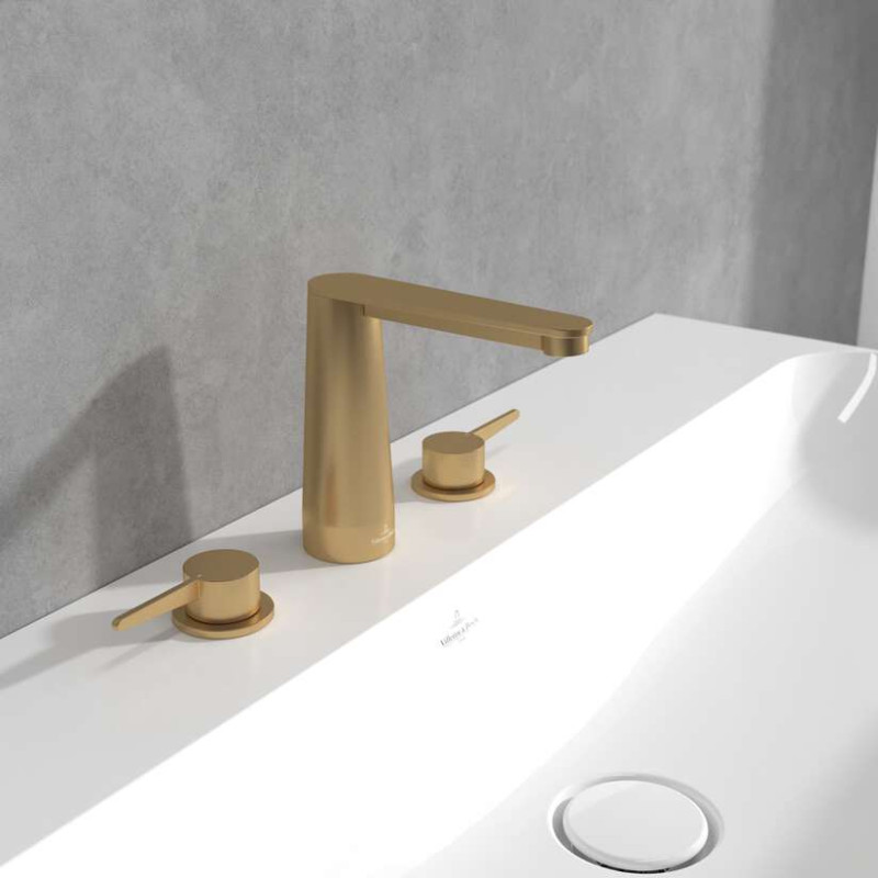 Villeroy&Boch Conum bateria umywalkowa trzyotworowa bez korka złoty szczotkowany TVW12700100176