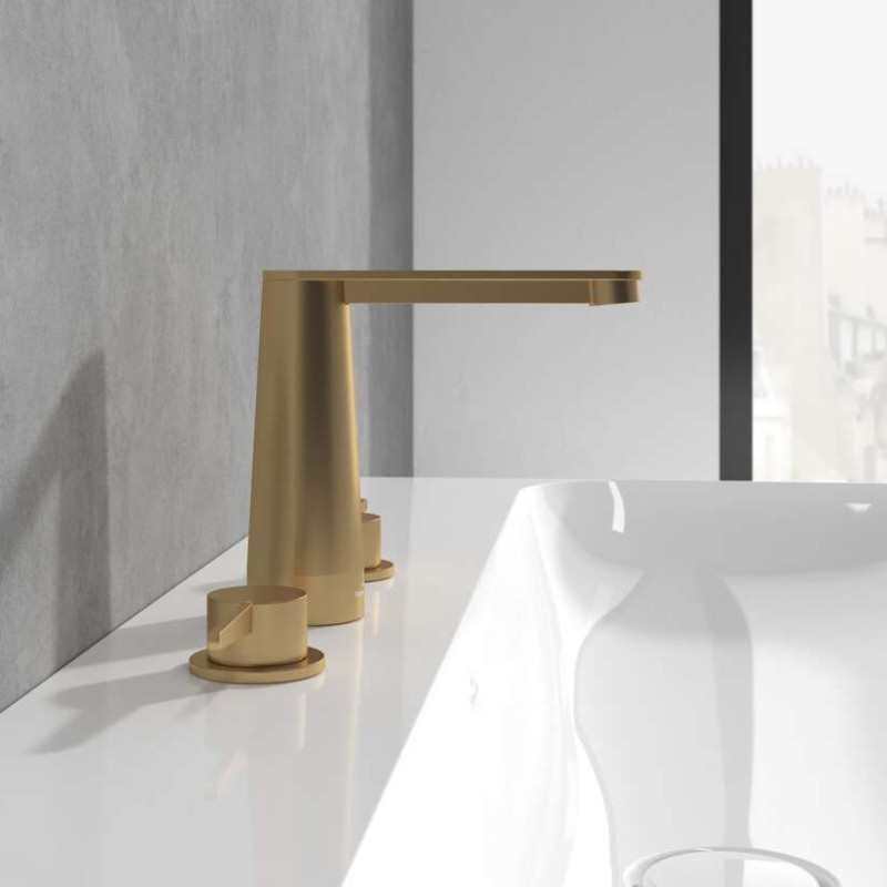 Villeroy&Boch Conum bateria umywalkowa trzyotworowa bez korka złoty szczotkowany TVW12700100176