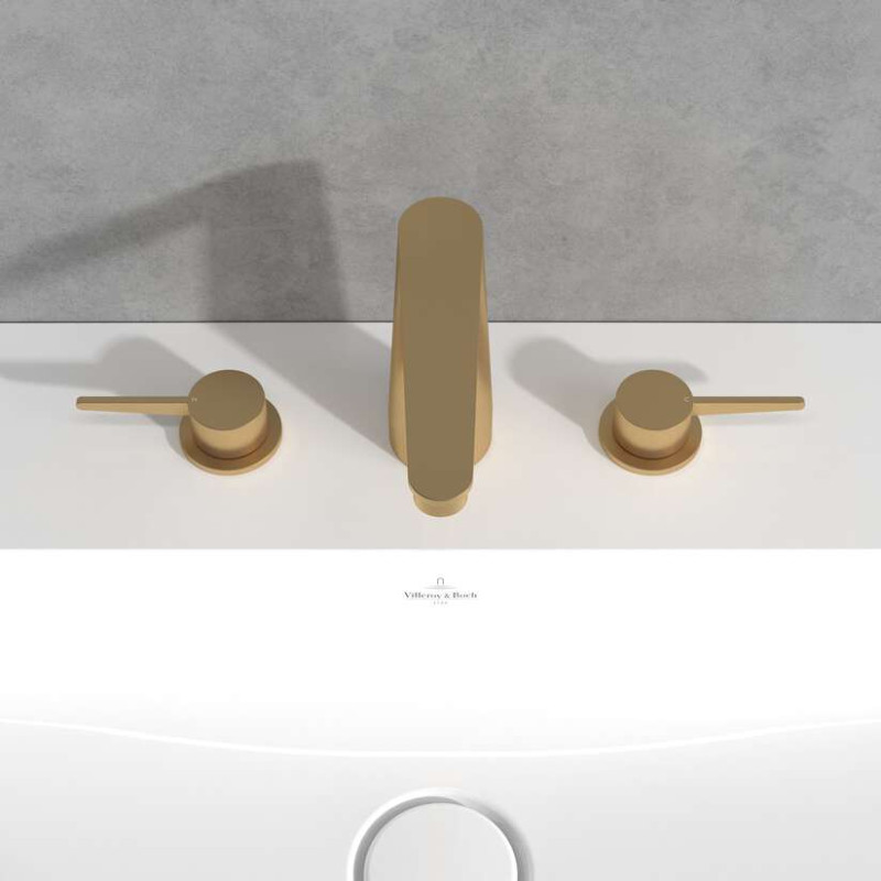 Villeroy&Boch Conum bateria umywalkowa trzyotworowa bez korka złoty szczotkowany TVW12700100176