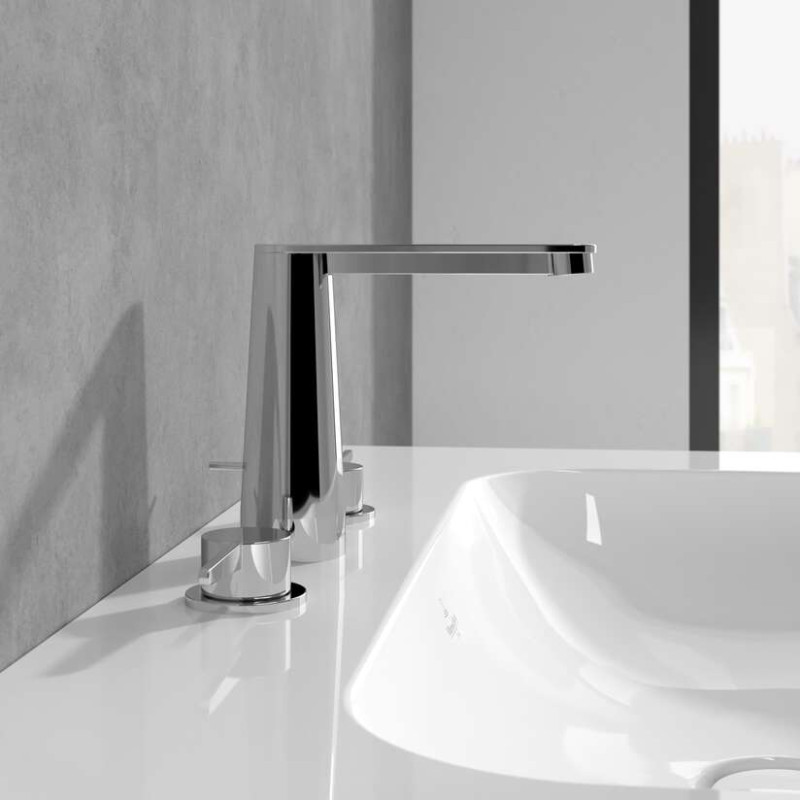 Villeroy&Boch Conum bateria umywalkowa trzyotworowa z korkiem chrom połysk TVW12700100061