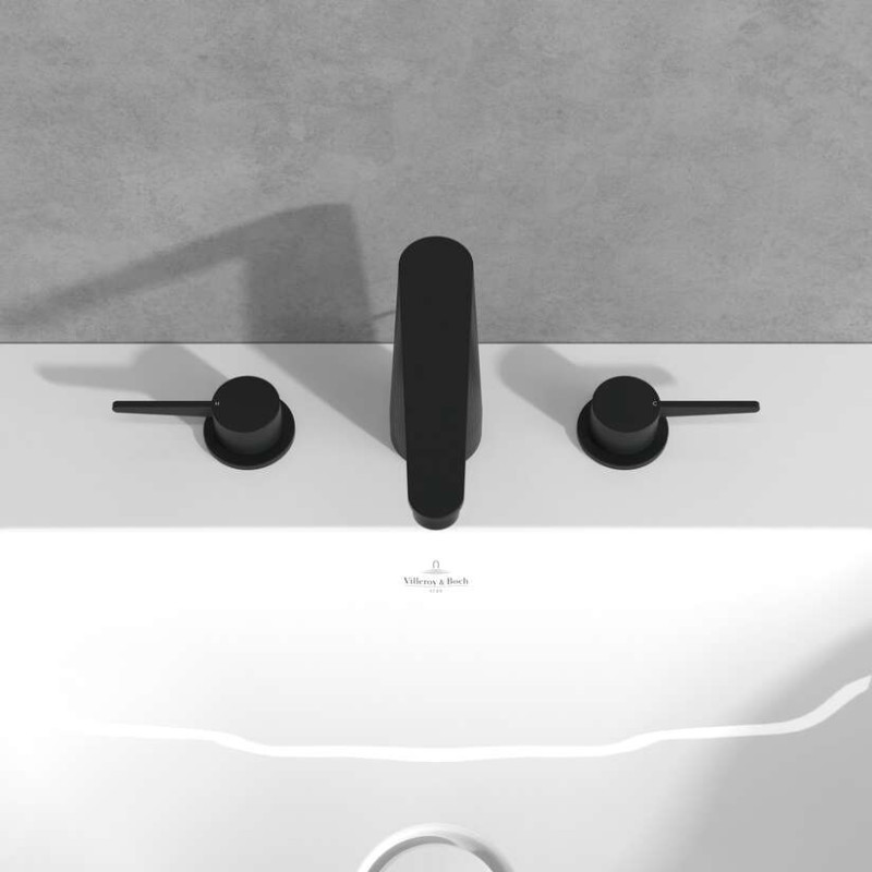 Villeroy&Boch Conum bateria umywalkowa trzyotworowa z korkiem czarny matowy TVW127001000K5