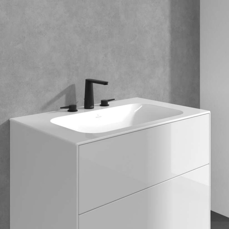 Villeroy&Boch Conum bateria umywalkowa trzyotworowa z korkiem czarny matowy TVW127001000K5