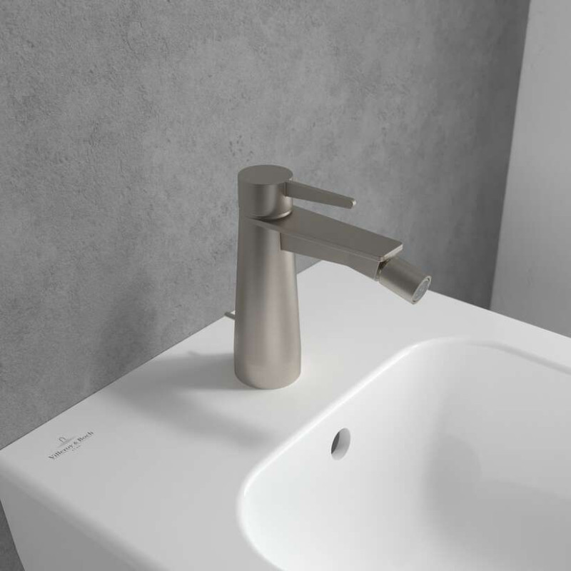Villeroy&Boch Conum bateria bidetowa z korkiem nikiel szczotkowany TVB12700100064