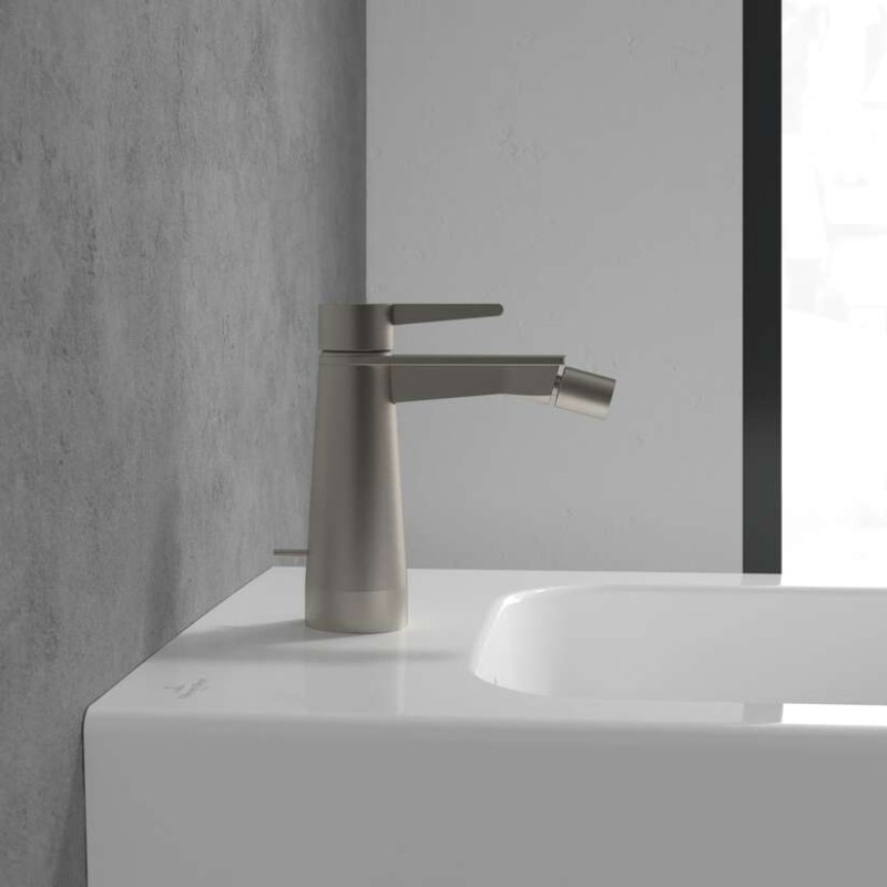 Villeroy&Boch Conum bateria bidetowa z korkiem nikiel szczotkowany TVB12700100064