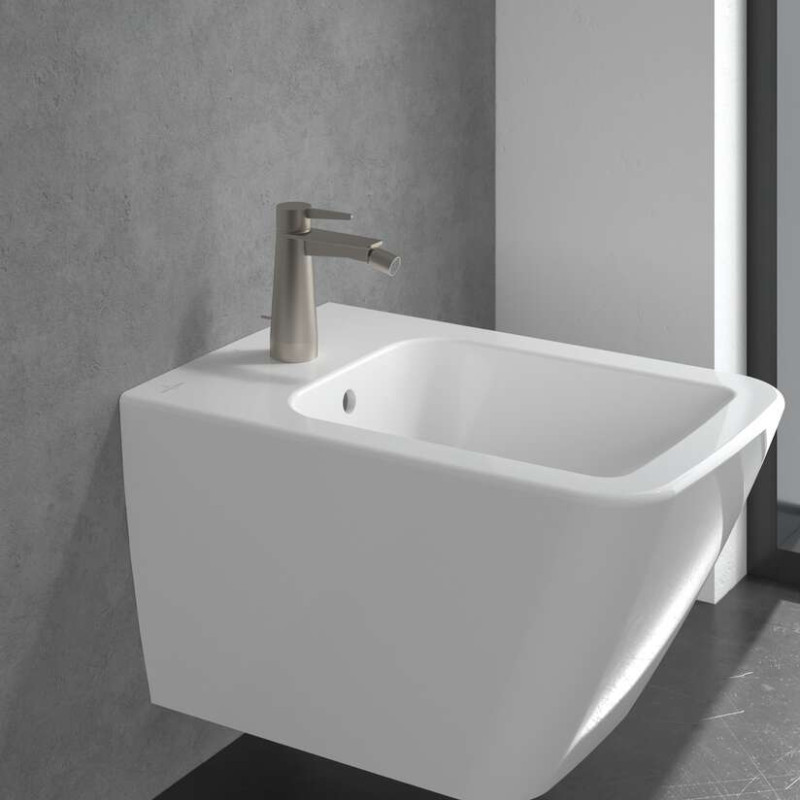 Villeroy&Boch Conum bateria bidetowa z korkiem nikiel szczotkowany TVB12700100064