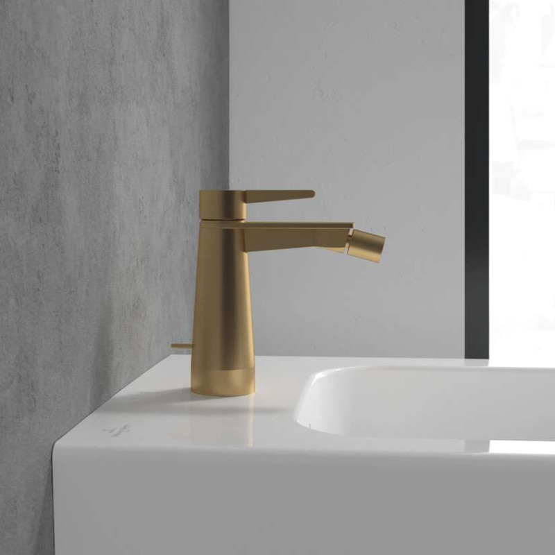 Villeroy&Boch Conum bateria bidetowa z korkiem złoty szczotkowany TVB12700100076