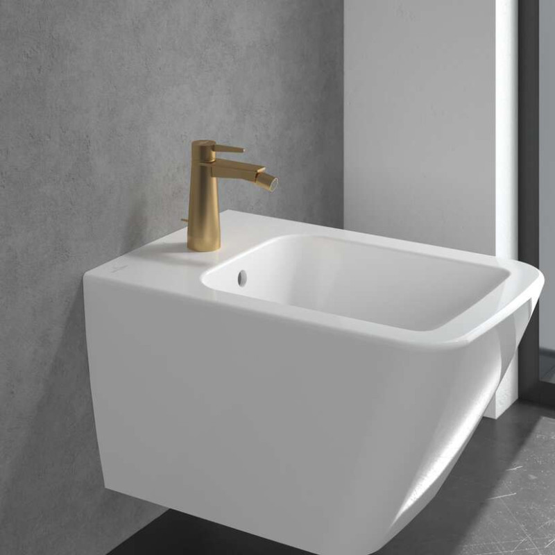 Villeroy&Boch Conum bateria bidetowa z korkiem złoty szczotkowany TVB12700100076