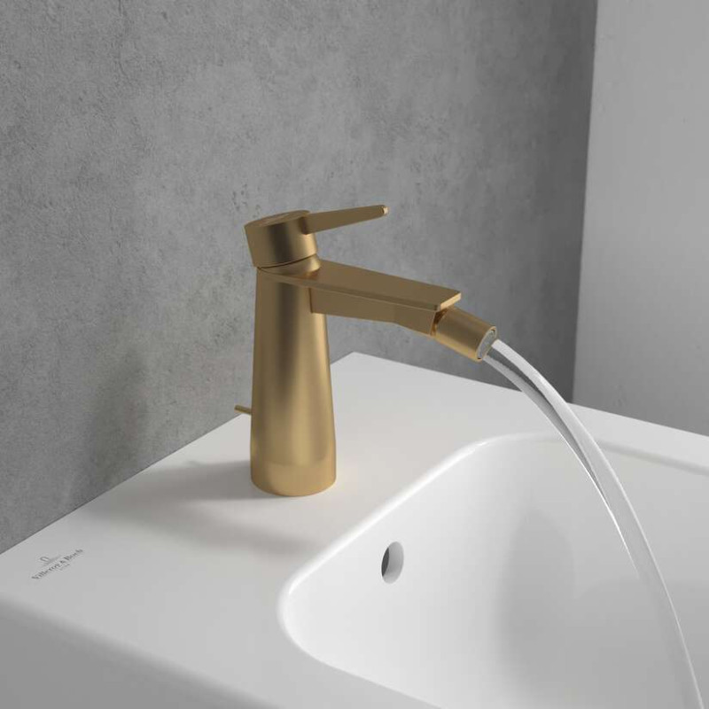 Villeroy&Boch Conum bateria bidetowa z korkiem złoty szczotkowany TVB12700100076