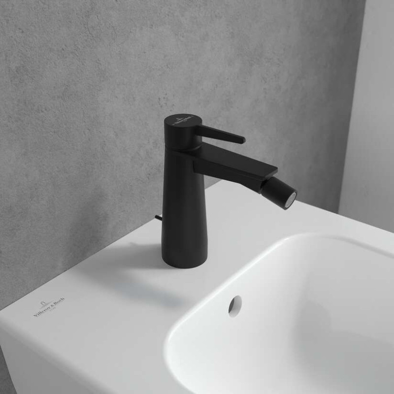 Villeroy&Boch Conum bateria bidetowa z korkiem czarny matowy TVB127001000K5