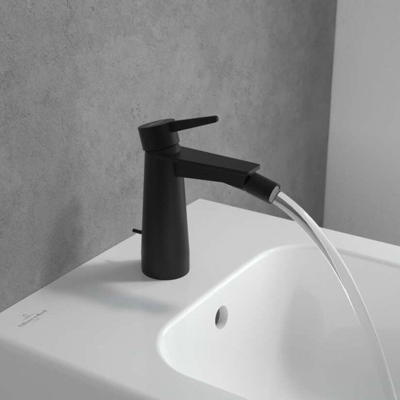 Villeroy&Boch Conum bateria bidetowa z korkiem czarny matowy TVB127001000K5