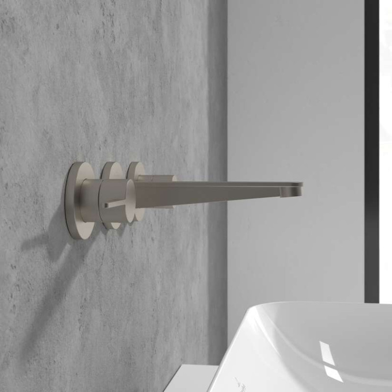 Villeroy&Boch Conum bateria umywalkowa podtynkowa trzyotworowa nikiel szczotkowany TVW12700200064