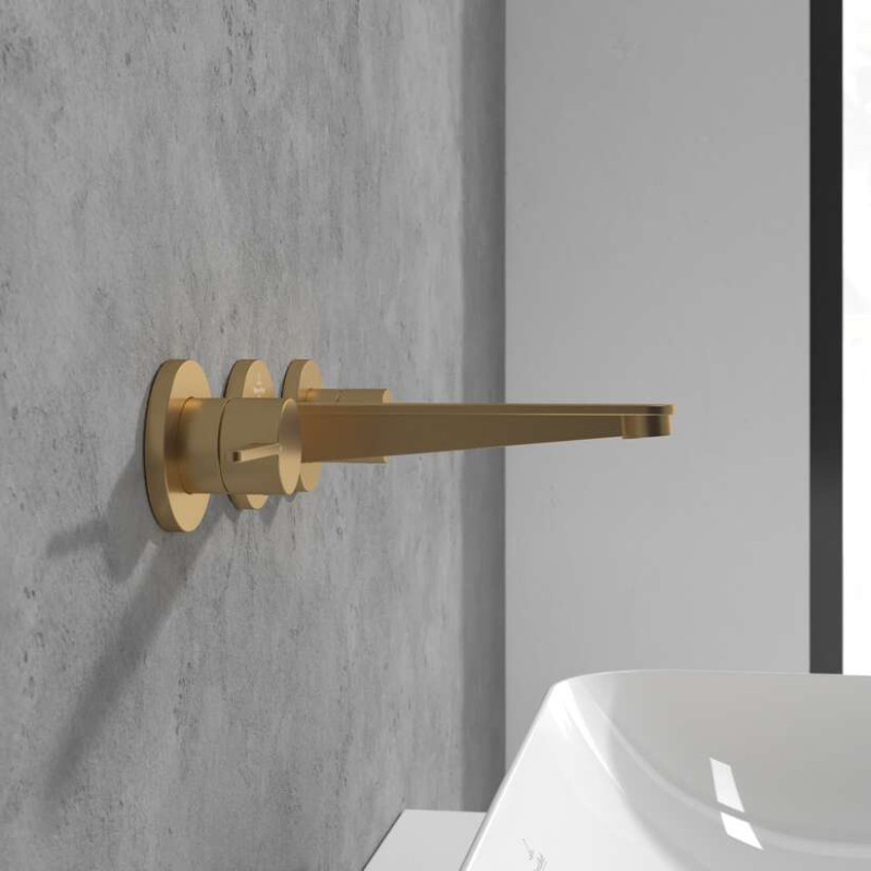 Villeroy&Boch Conum bateria umywalkowa podtynkowa trzyotworowa złoty szczotkowany TVW12700200076